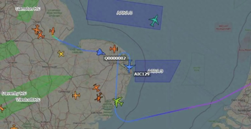 一客机在英上空盘旋 英国皇家空军战机出动(图)