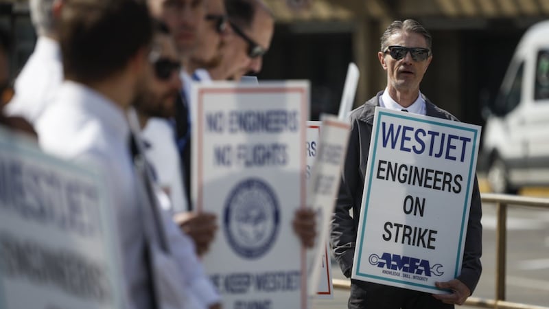 WestJet mechanics strike at Calgary International Airport