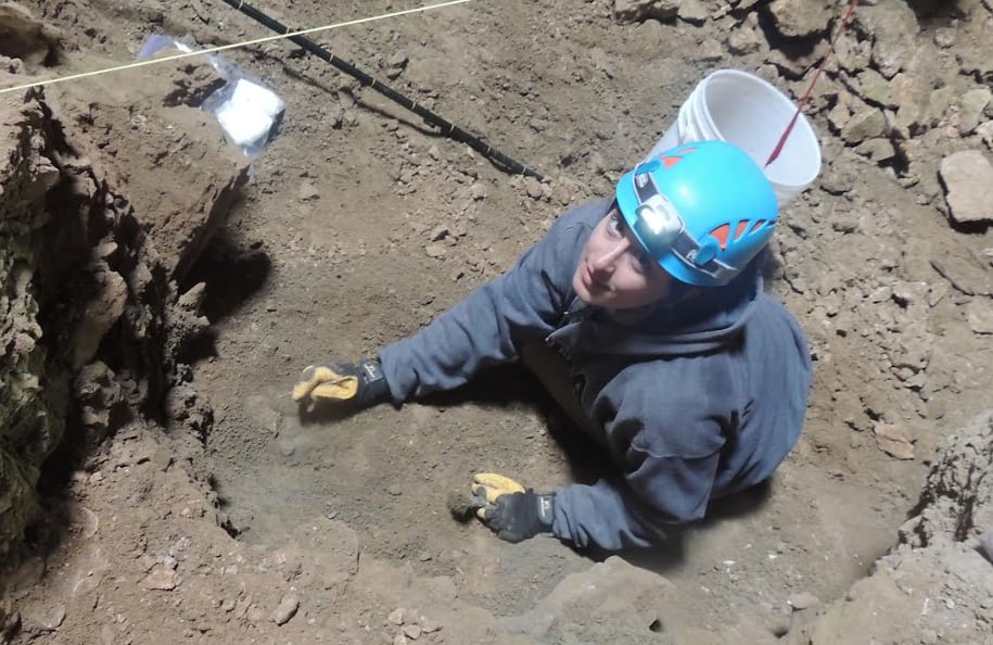 Paleotologist Julie Meachen at an excavation site.