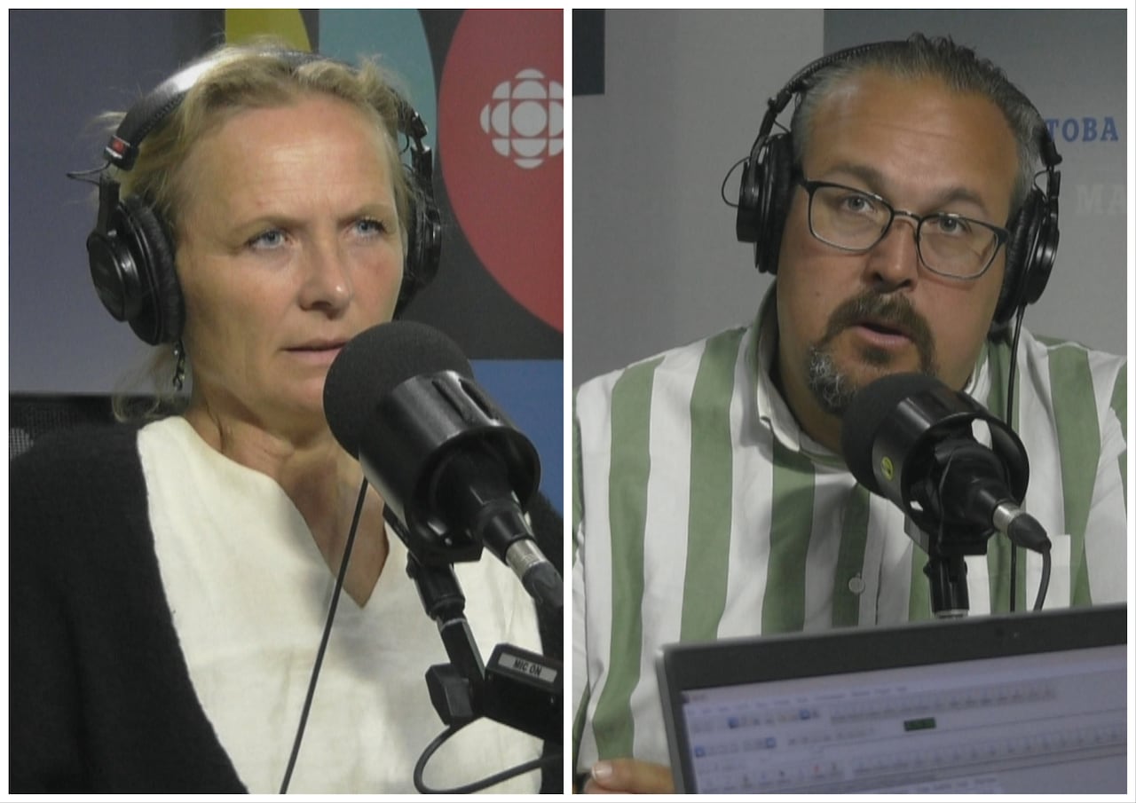 A side-by-side image shows a woman's face at left and a man's face at right