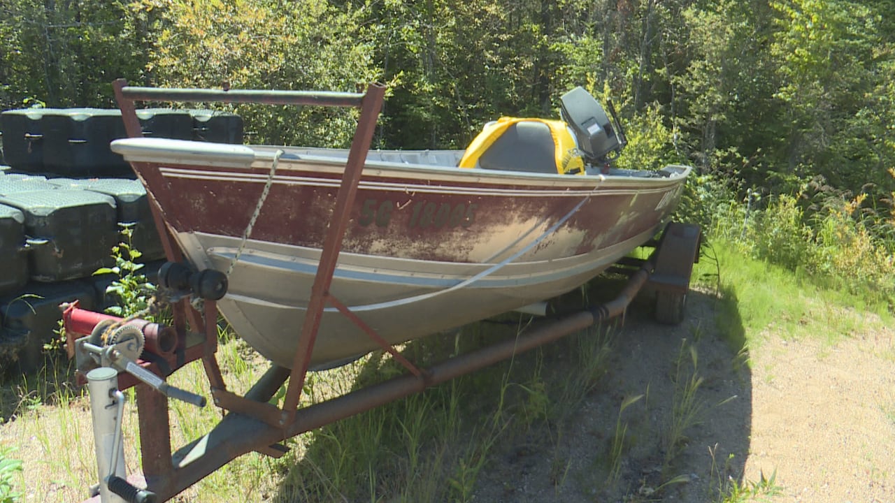 A parked boat.