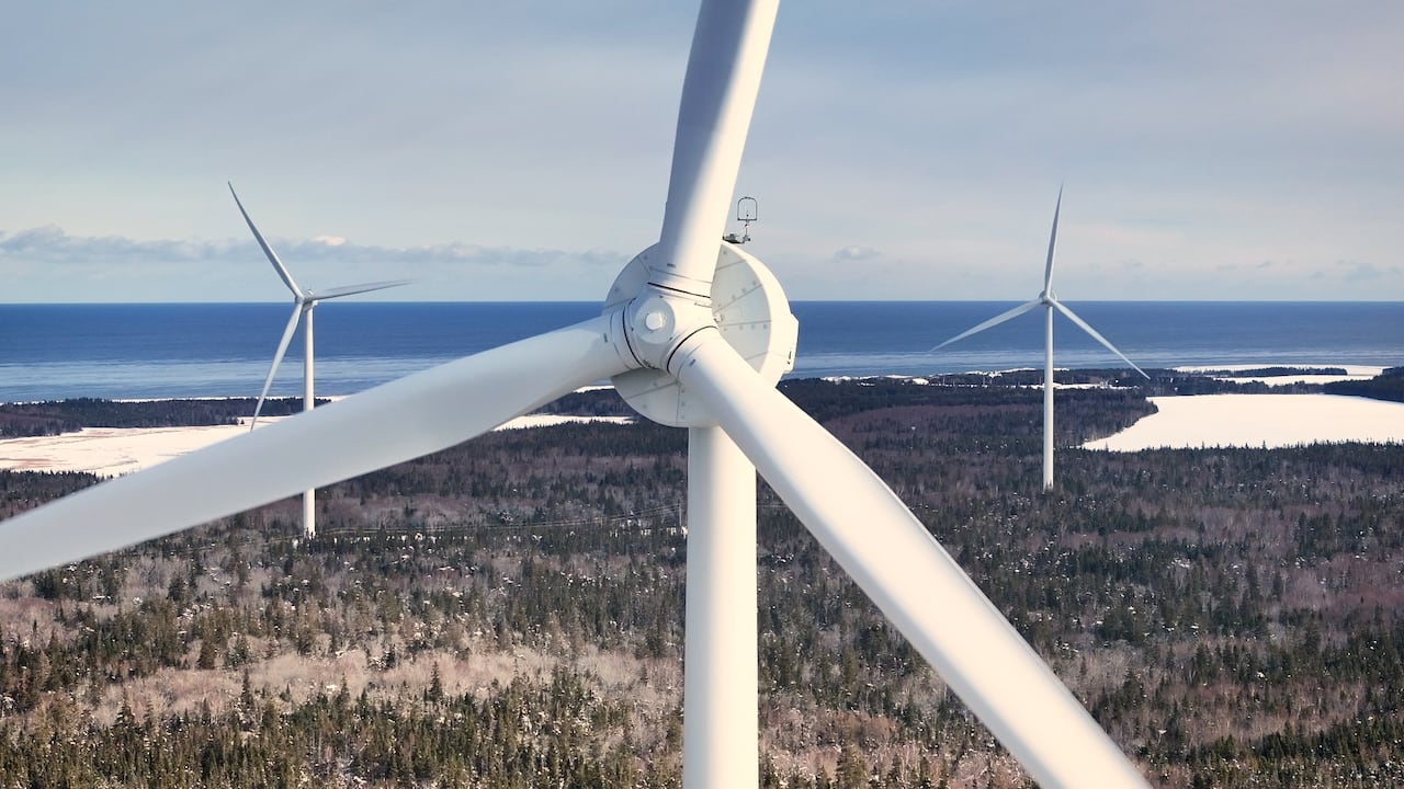 One of the new Enercon wind turbines in Elmira, P.E.I. 