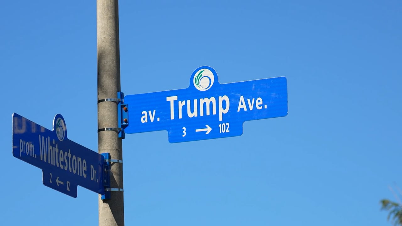 A sign reading Trump Avenue.