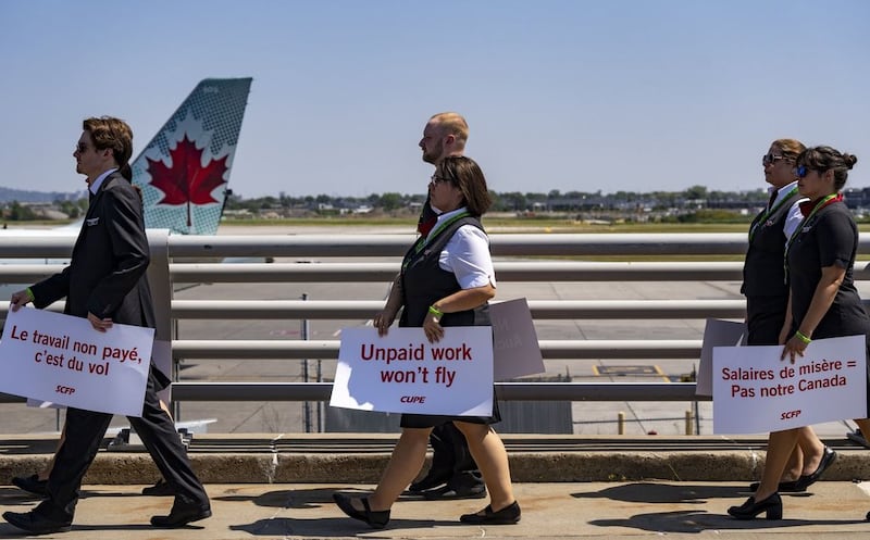 Air Canada flight attendants silent protest