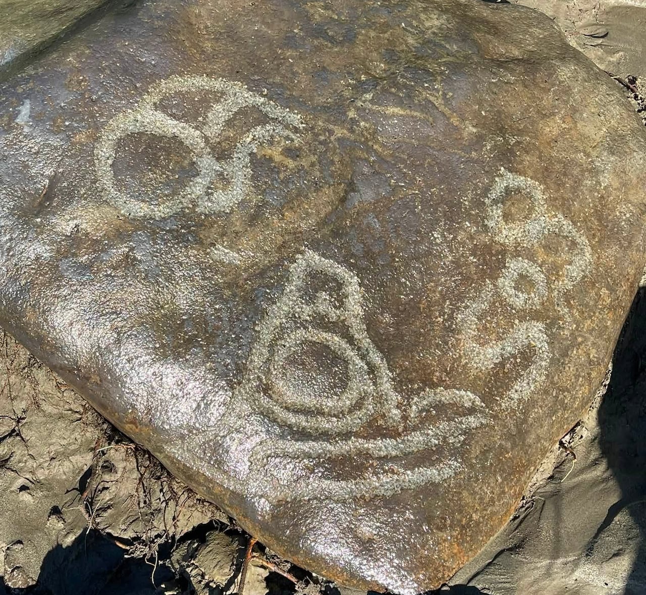 a carved stone.