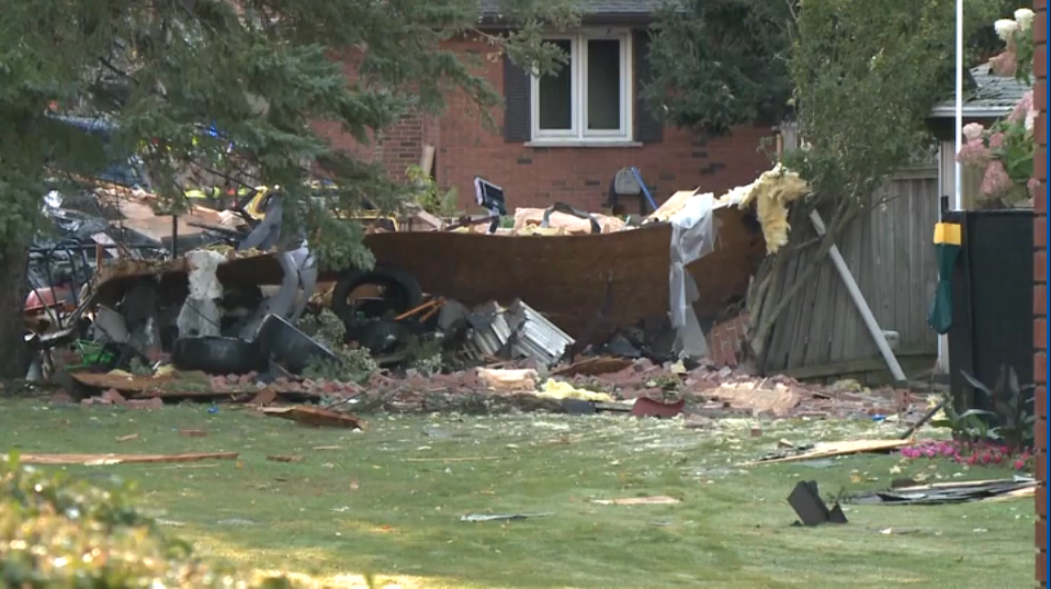 Damage after a house explosion on Springside Drive in Hamilton. 