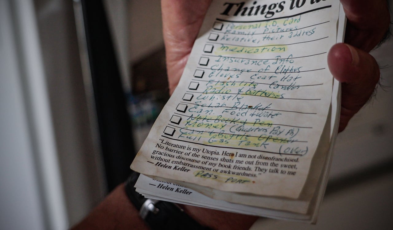 An old evacuation checklist.