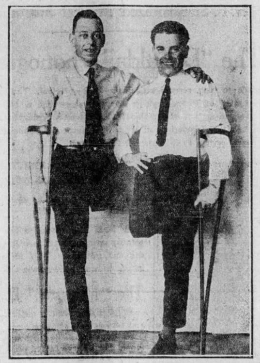 A picture of two war amputees in 1923.