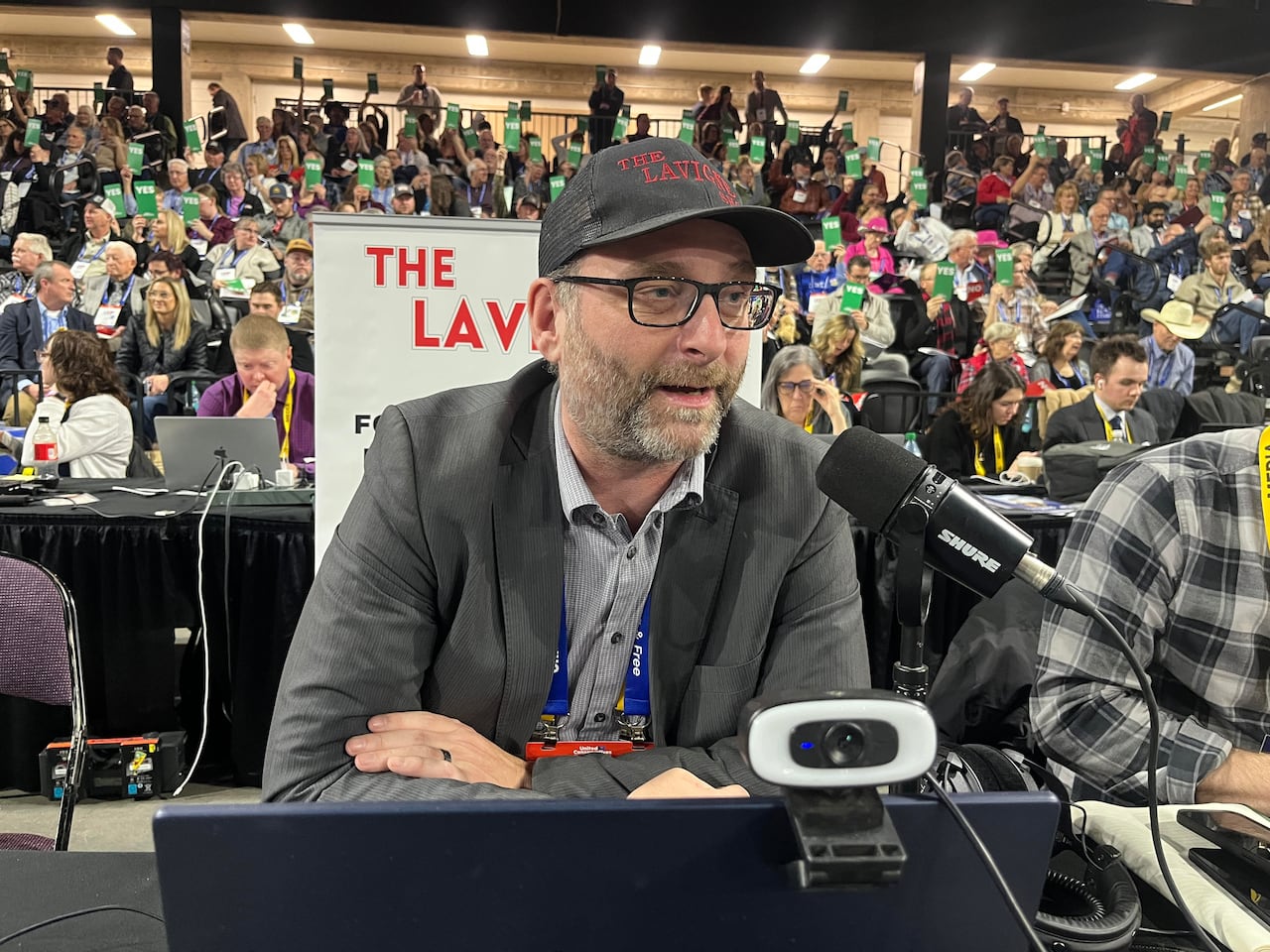 man at a microphone