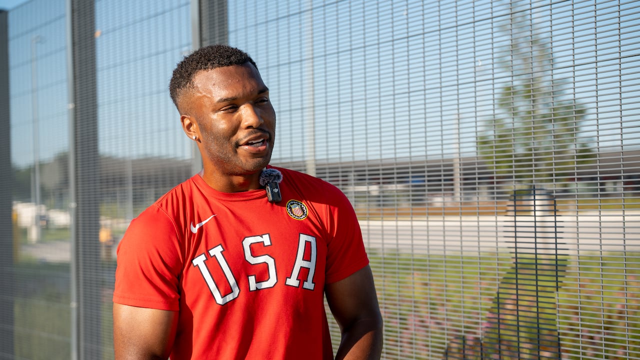 Close-up of Murray in a U.S.A. t-shirt.