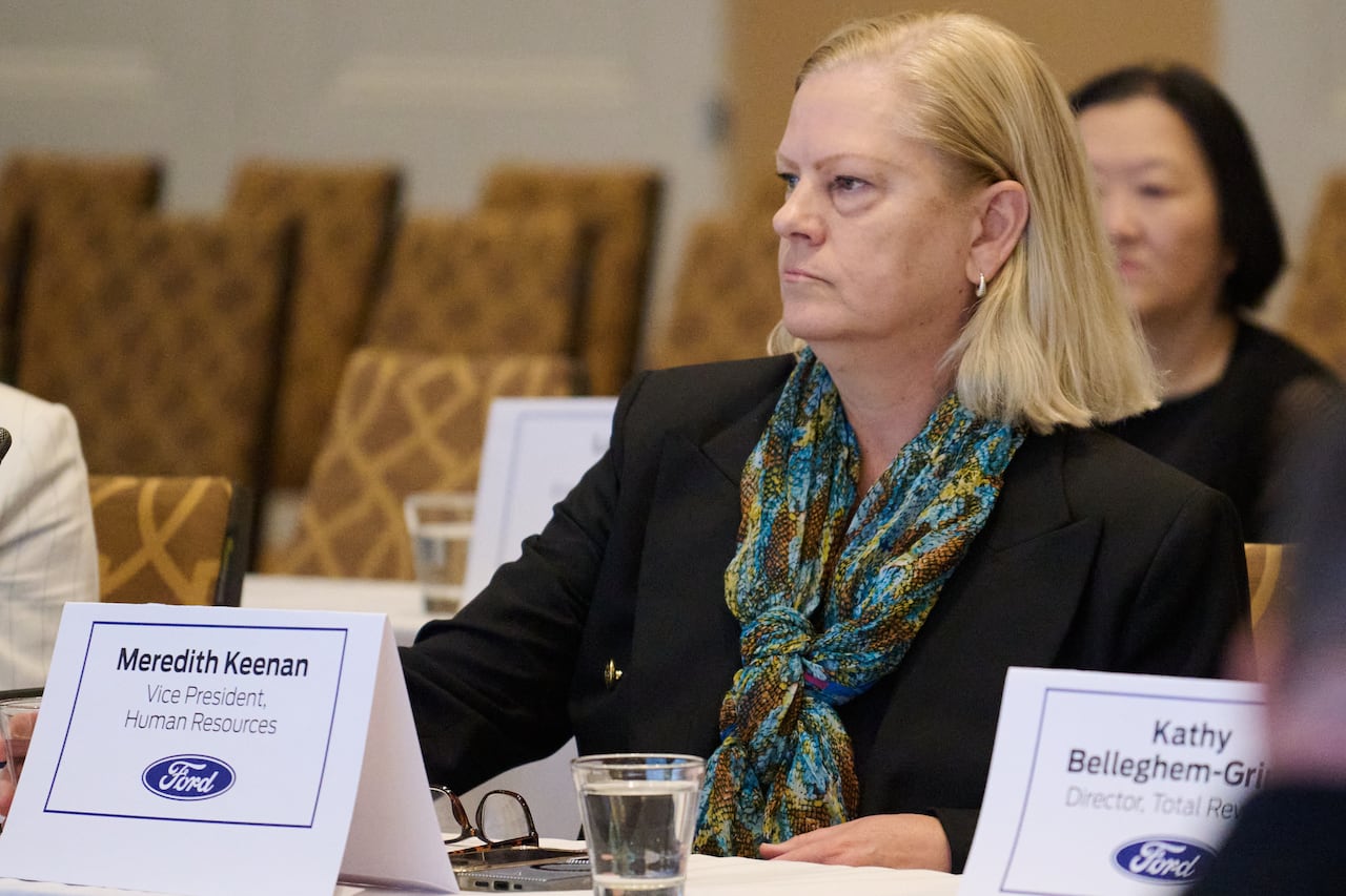 Ford Canada Vice President Human Resources Meredith Keenan looks on ahead of the opening of bargaining between Unifor and Ford Motor Company, in Toronto, on Monday, June 22, 2026.
