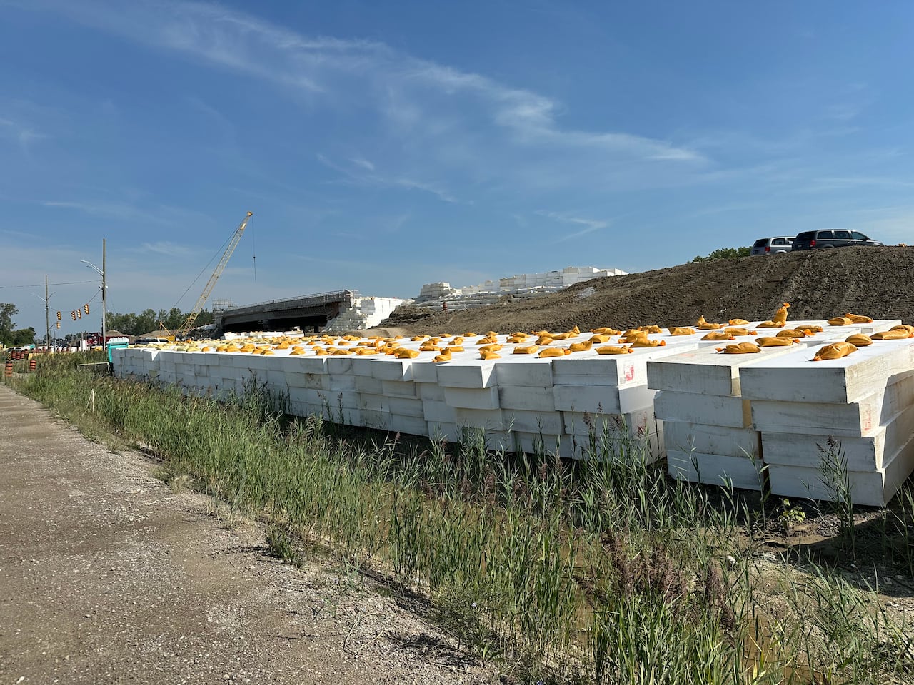 A picture of large white foam blocks