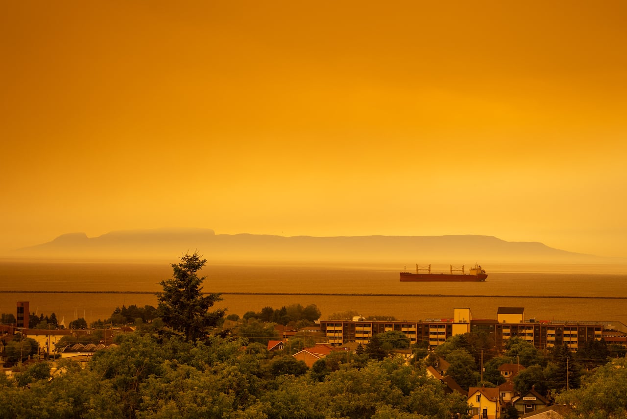 A haze of wildfire smoke.