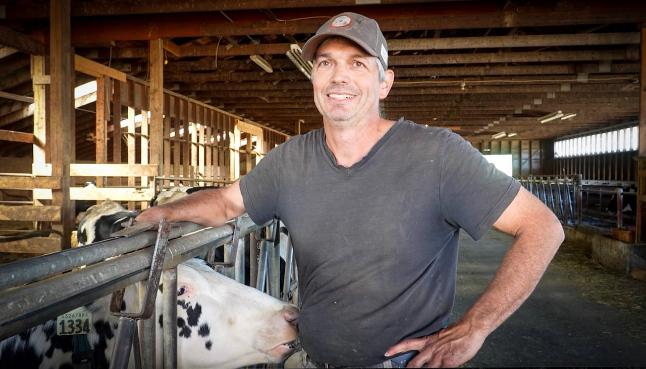 man in barn