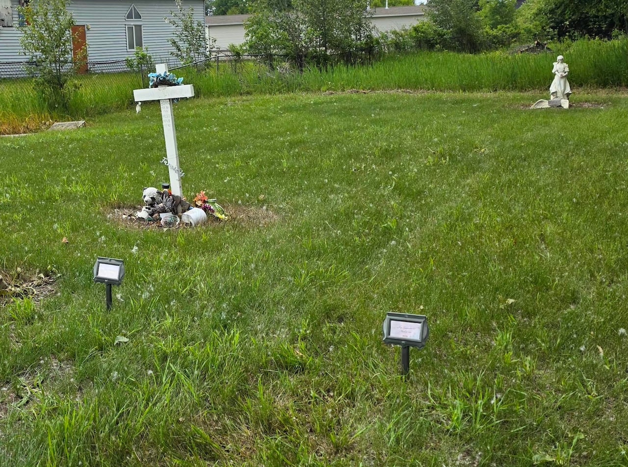 A gravesite is pictured.