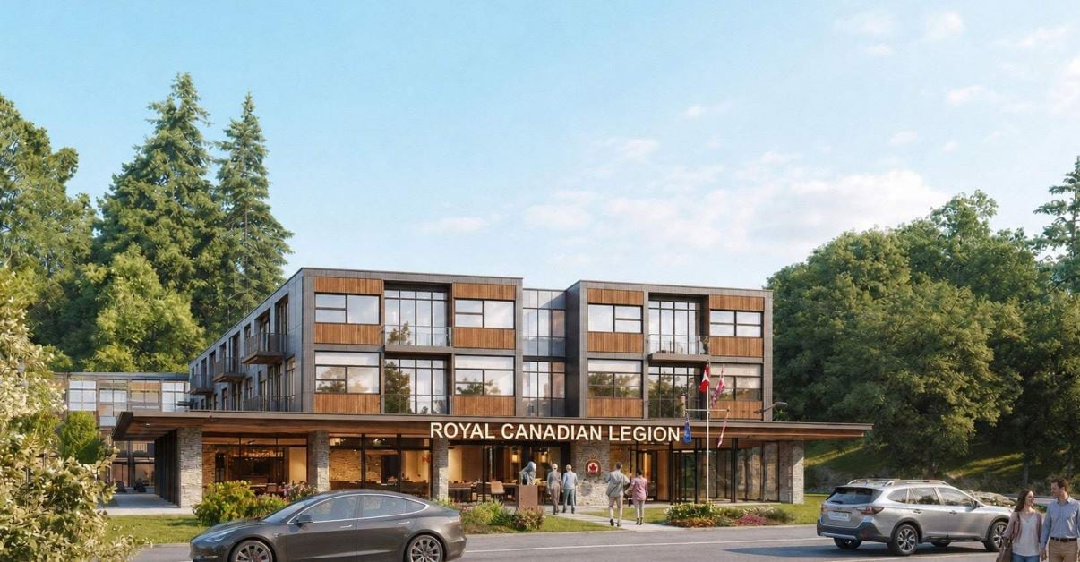 The Bala Legion in Muskoka Lakes, Ontario, plans to reimagine its facillity to offer new housing units, as pictured in this architechtural rendering.
