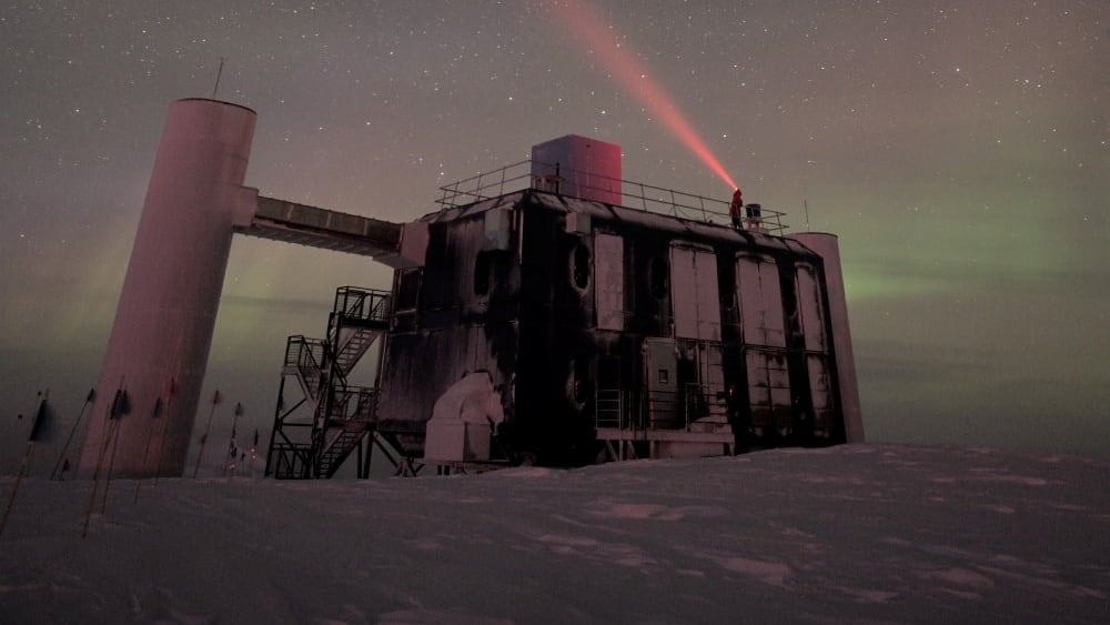 A platform-like structure is shown in the night sky.