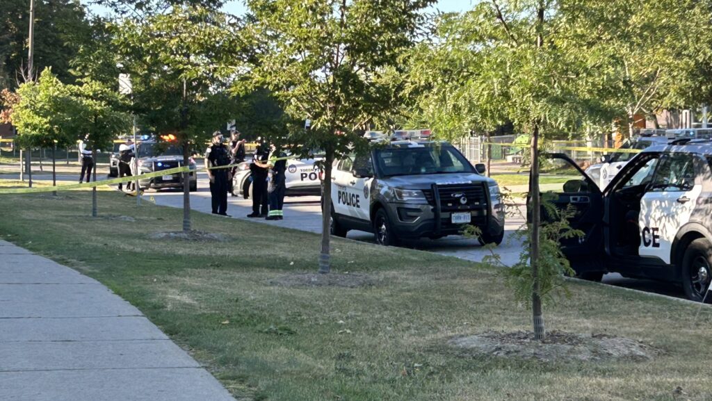 Toronto police investigate a shooting near Finch Avenue West and Kipling Avenue on Aug. 18, 2026