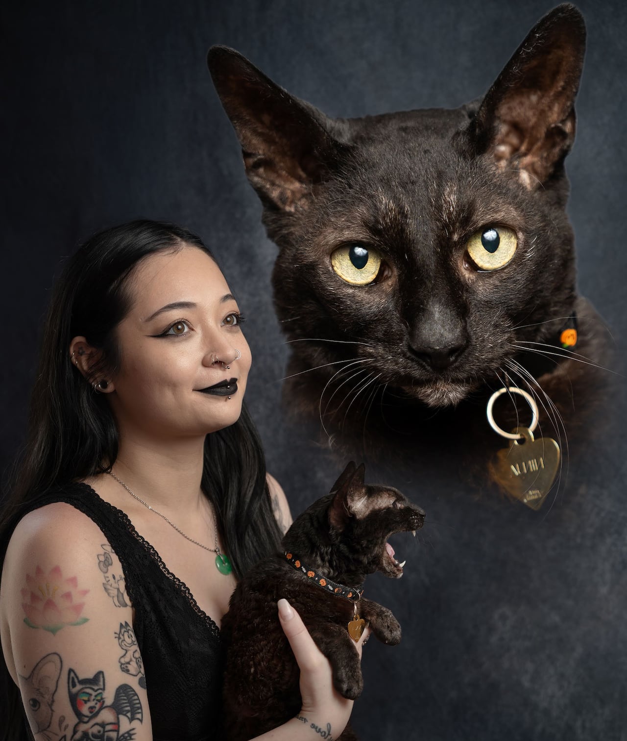 person with cat