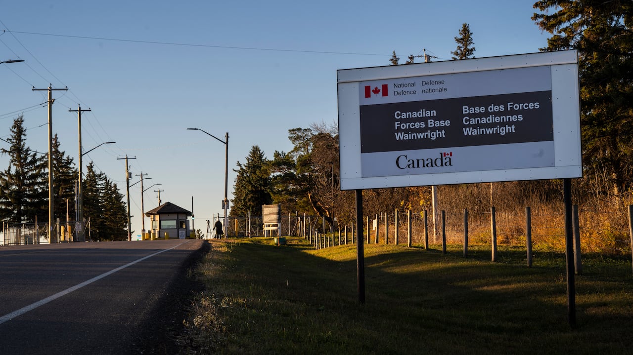 The entrance of a military base