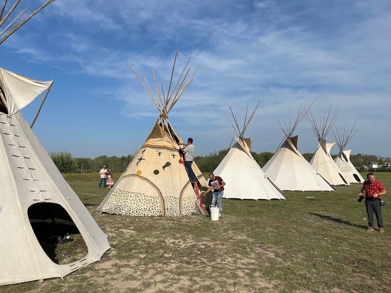 a row of teepees