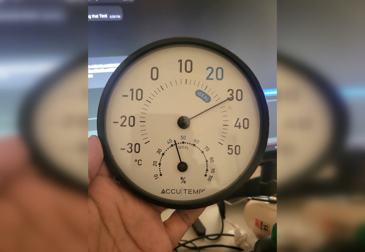 A thermometer reading