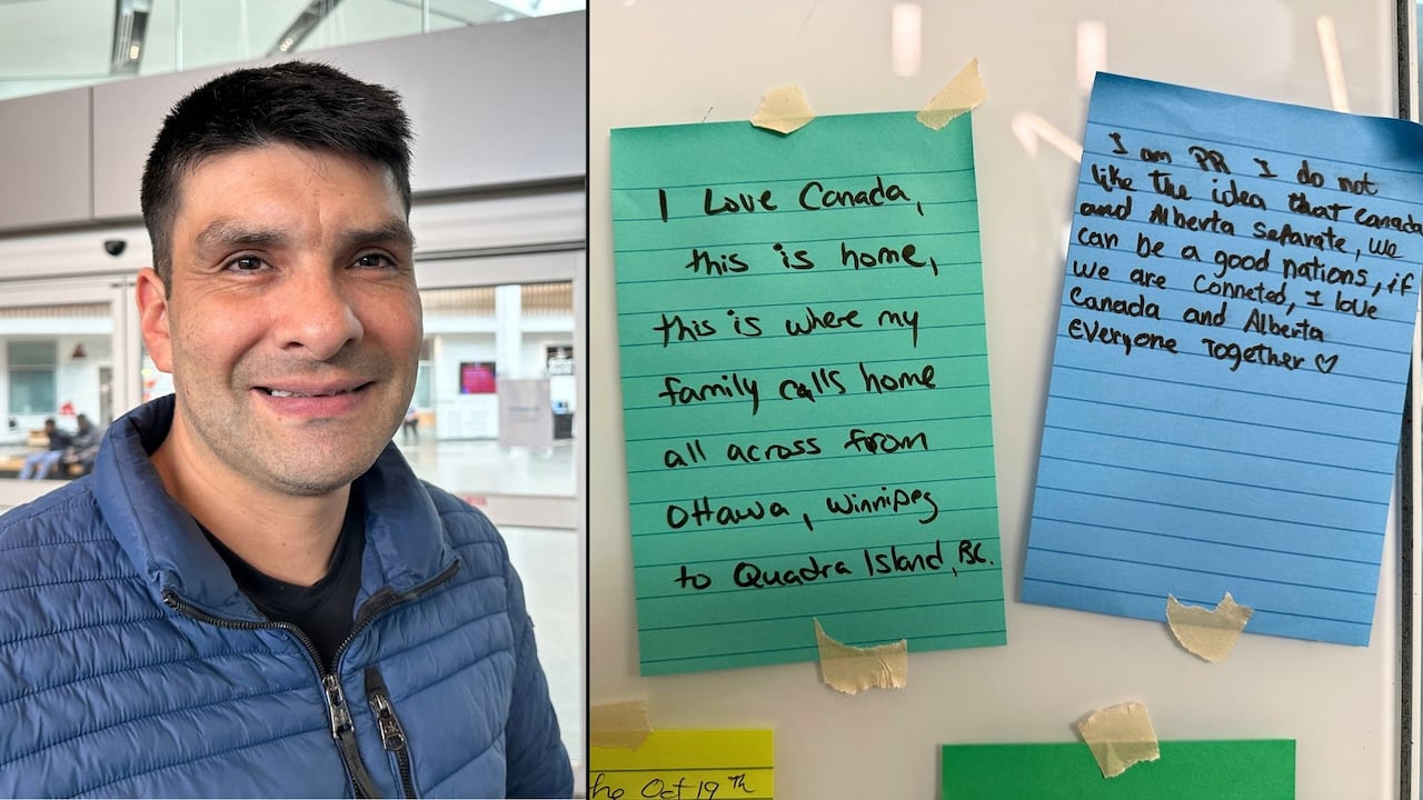 A man stands in the library. In a second image, two Post-It notes are on a whiteboard. One starts with "I am PR."