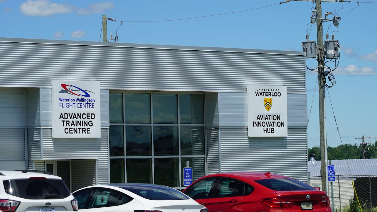 A building with two signs.