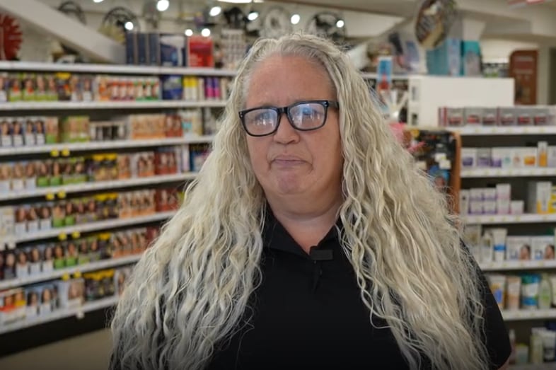 Hope, B.C. Pharmasave employee Kara Kelso, a blond woman with glasses.