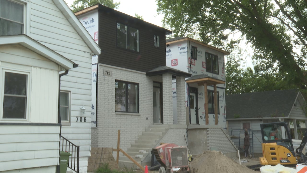 Two homes under construction.