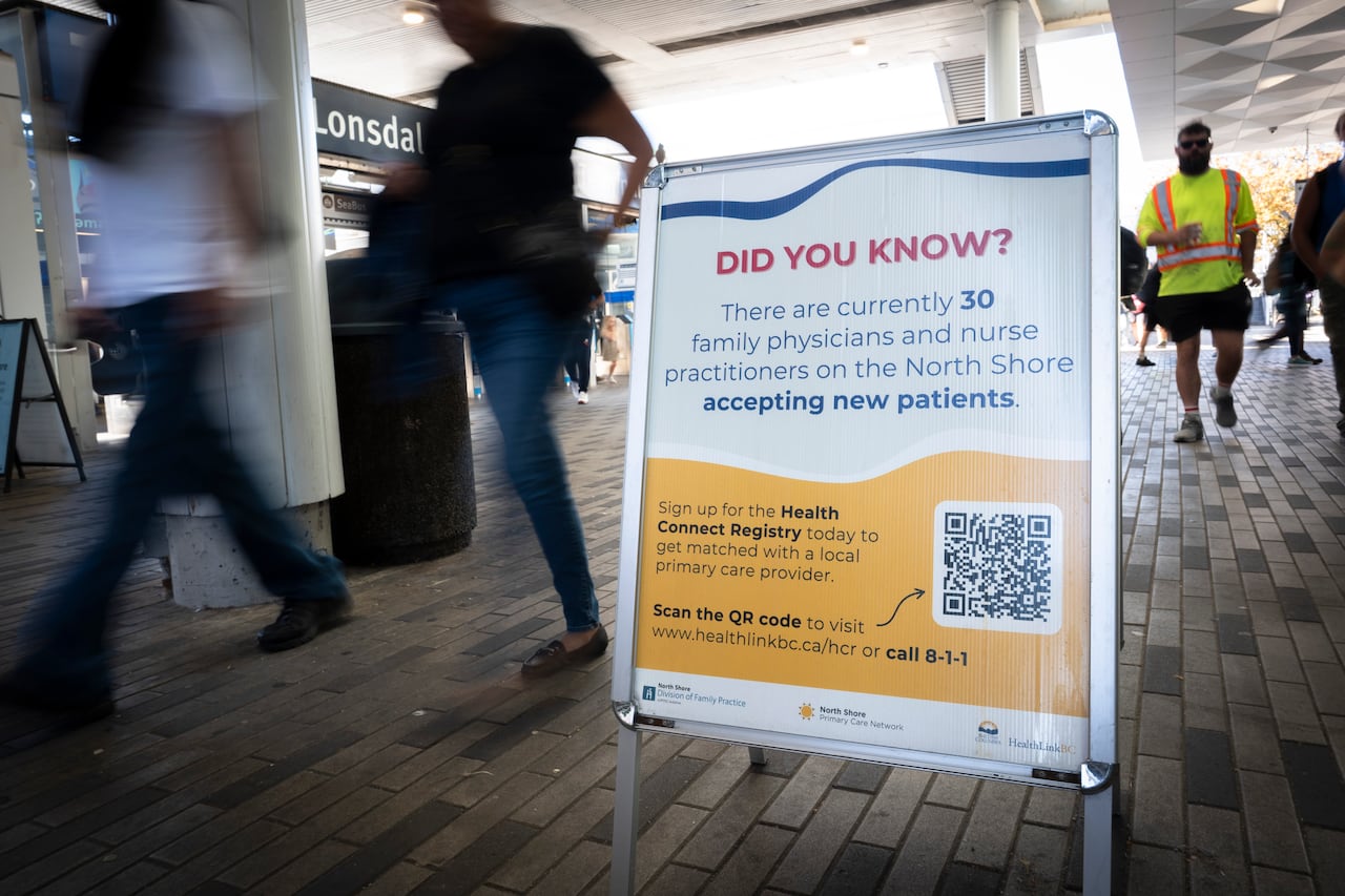 Accepting new patients signs pictured in North Vancouver, British Columbia, on Wednesday, September 16, 2026.