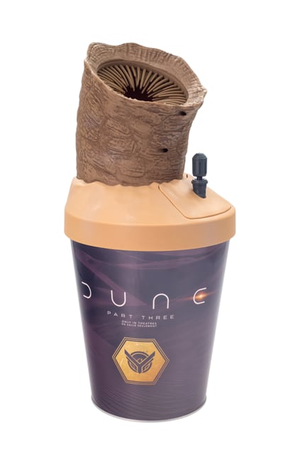 a popcorn bucket resembling a sand worm hole