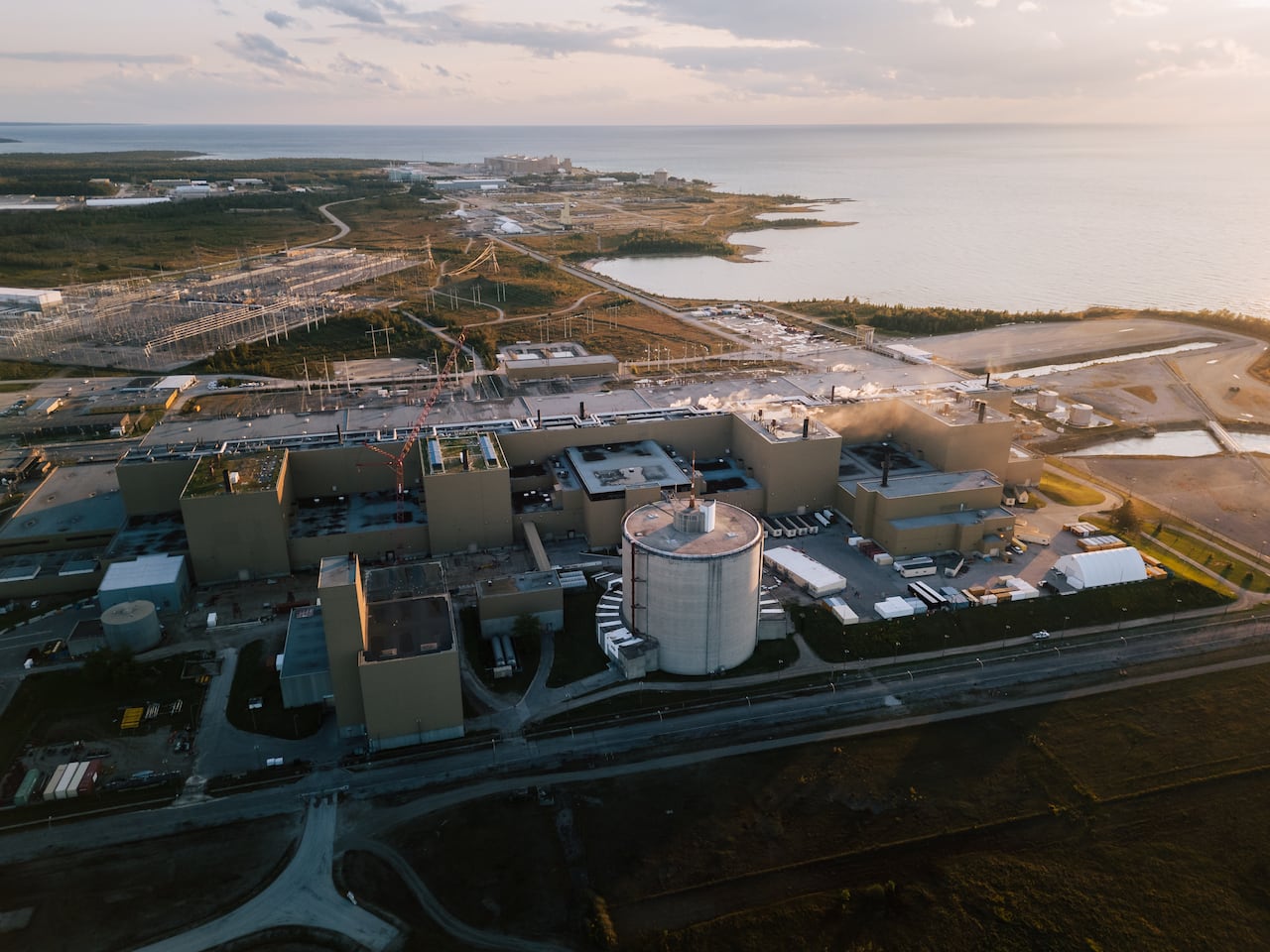 An aerial image of the Bruce Power site located near Tiverton, Ont.