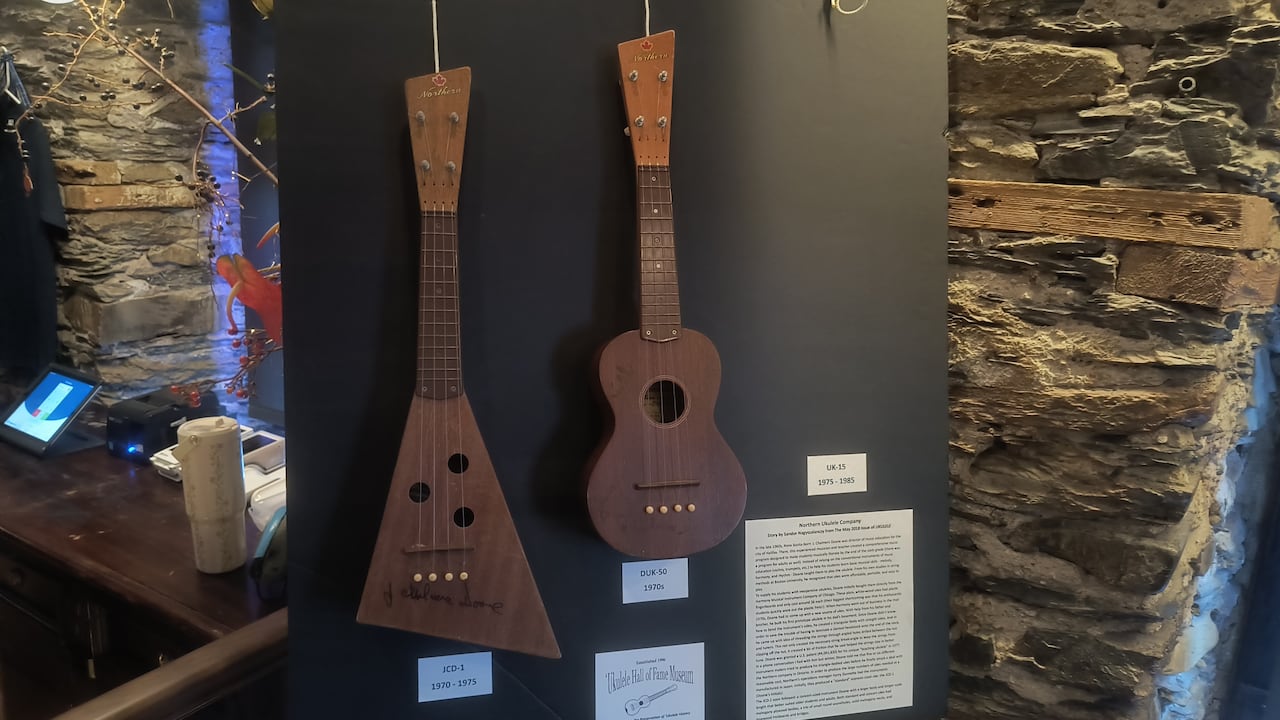 Two types of ukuleles on display