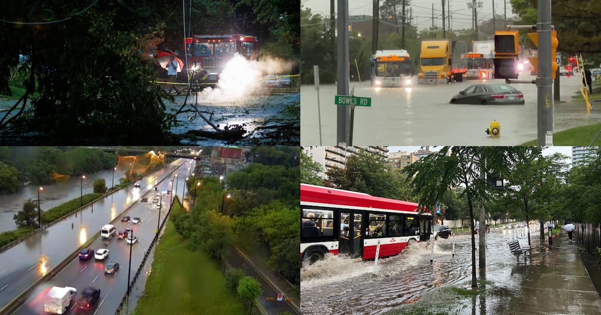 多伦多暴风雨引发洪水，道路封闭，逾4.5万户停电影响全城
