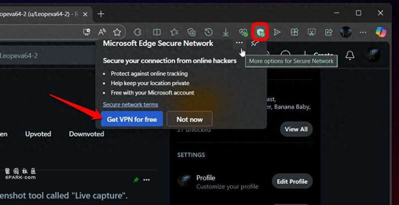 微软Edge测试”免费获取VPN”以吸引Windows11用户