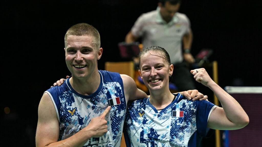 Sacre historique pour Thom Gicquel （gauche）et Delphine Delrue, qui deviennent les premiers Français champions du monde de badminton, en double mixte