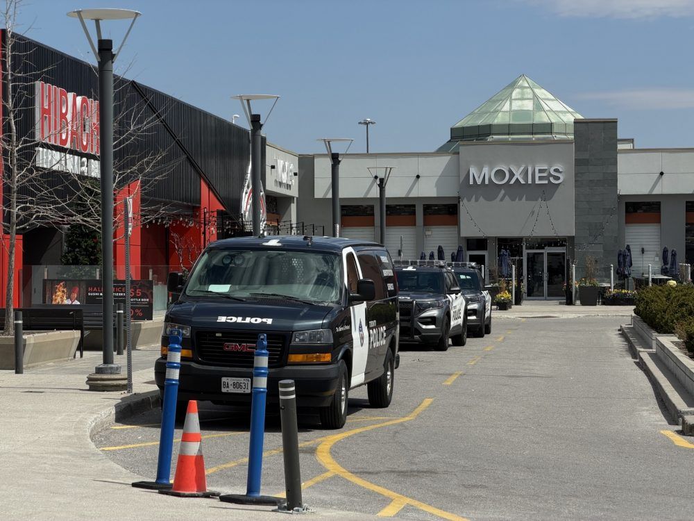 Toronto Police say a security guard was shot near a jewelry store inside Fairview Mall on Tuesday, April 21, 2026.