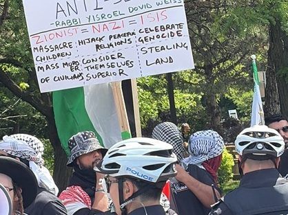 Demonstrators gather during the Walk with Israel event on Sunday.