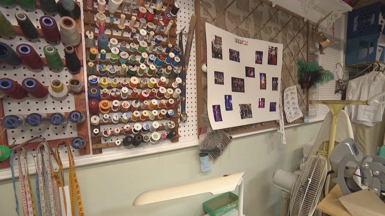 Inside a costume department at a community theatre