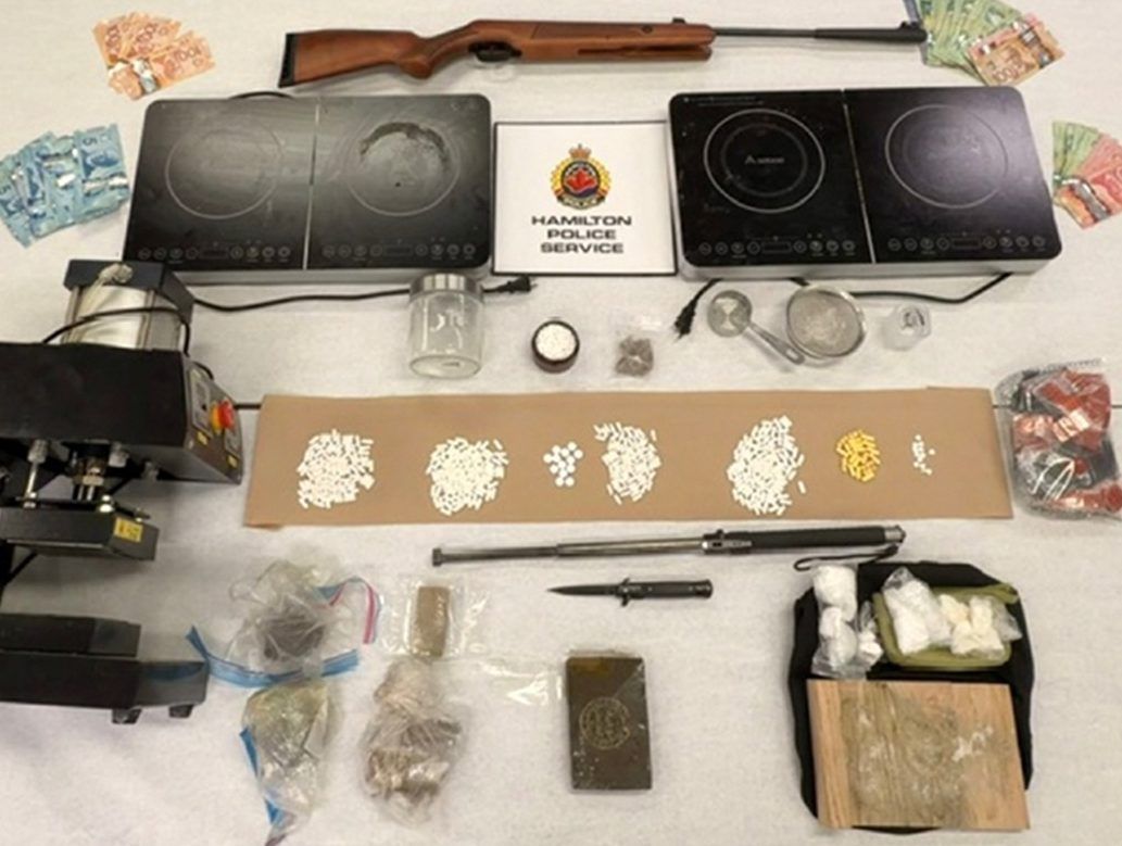 Items seized by Hamilton Police during a bust on Thursday, April 16, 2026.