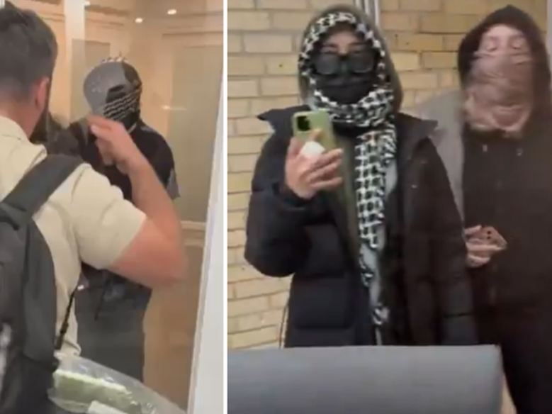 Images from Toronto Police after charges were laid after a private off-campus event held by the TMU chapter of Students Supporting Israel was disrupted on Wednesday, Nov. 5, 2025.
