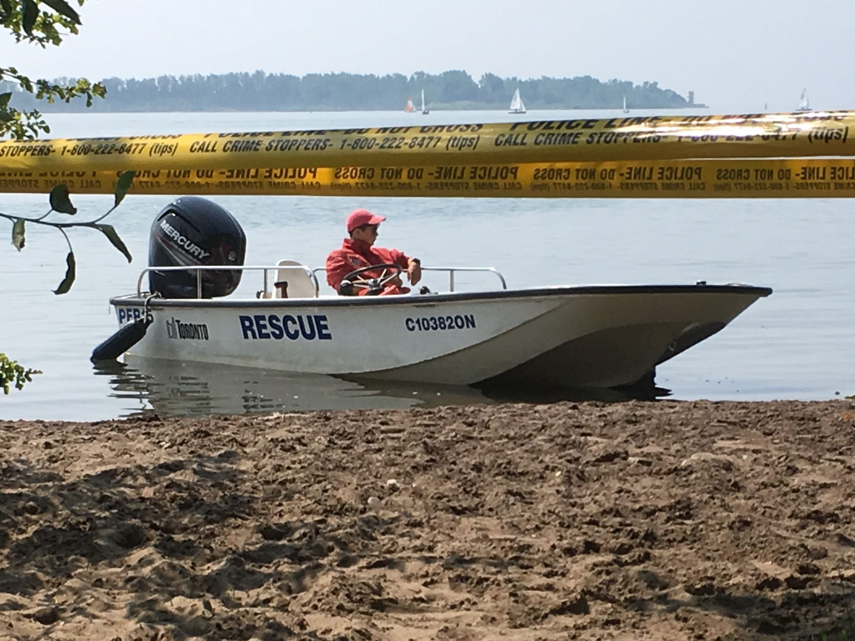 A rescue boat near Cherry Beach in Toronto, on Friday, July 26, 2019.