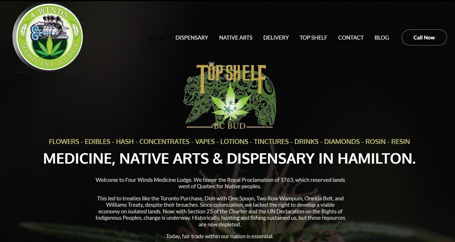 A website purported to belong to a 4 Winds Medicine Lodge in Hamilton, Ont.