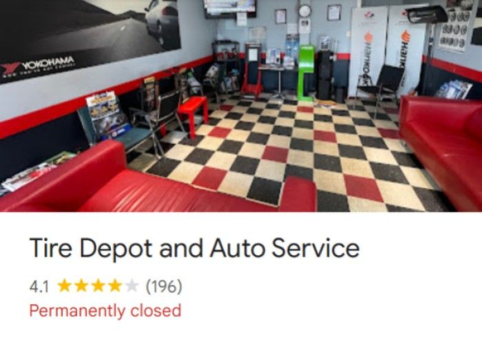 Tire Depot and Auto Service in Thornhill is list as permanently closed on Google.