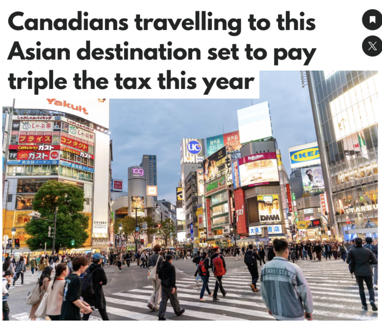 加拿大人最爱亚洲旅游地离境税今夏暴涨3倍