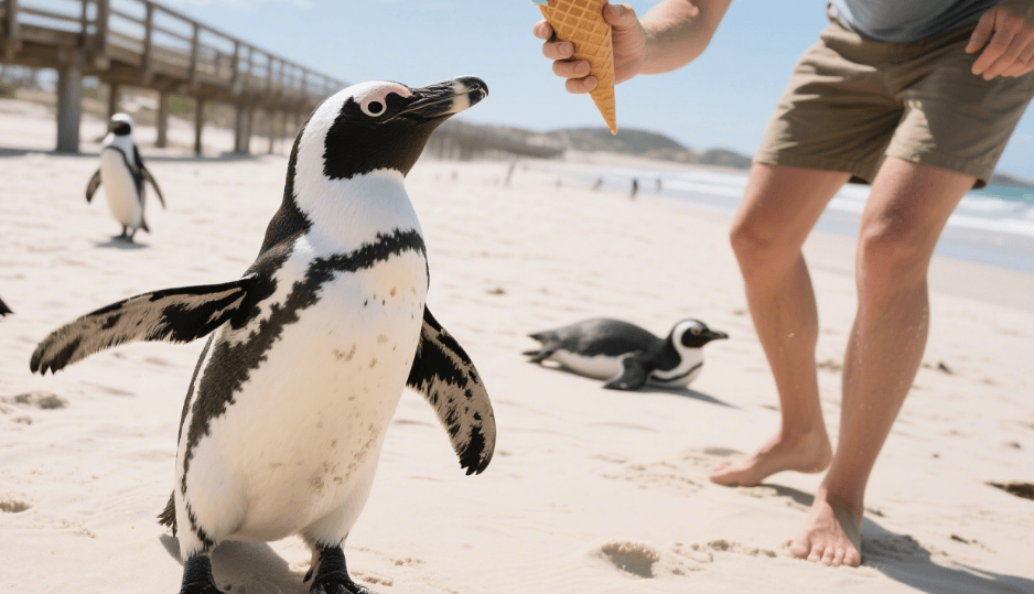 南非有个 “企鹅滩” 企鹅经常抢游客的冰淇淋吃